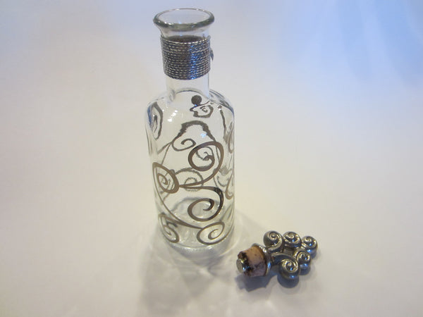 VE Glass Bottle Geometric Silver Pewter Finial Marked Numbered - Designer Unique Finds 
 - 3
