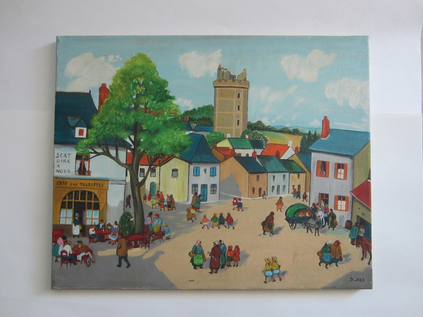 Impressionist Street Scene Oil On Canvas Signed D Berg