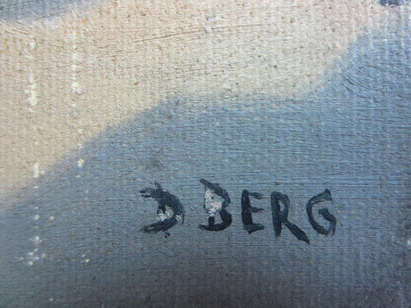 Impressionist Street Scene Oil On Canvas Signed D Berg