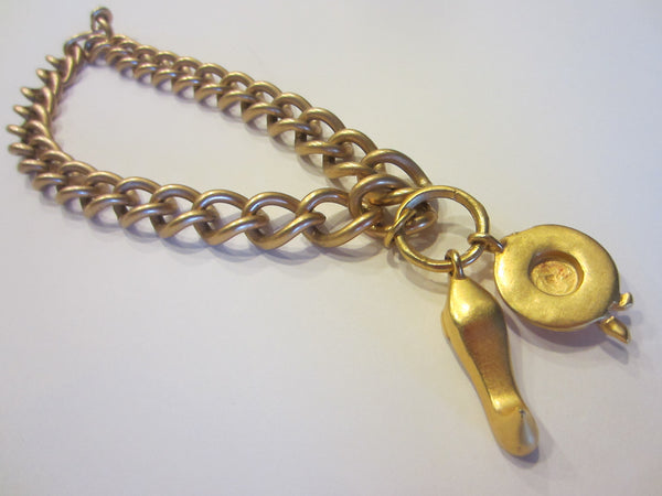 Christian Dior Charms Brass Link Golden Choker - Designer Unique Finds 
 - 6