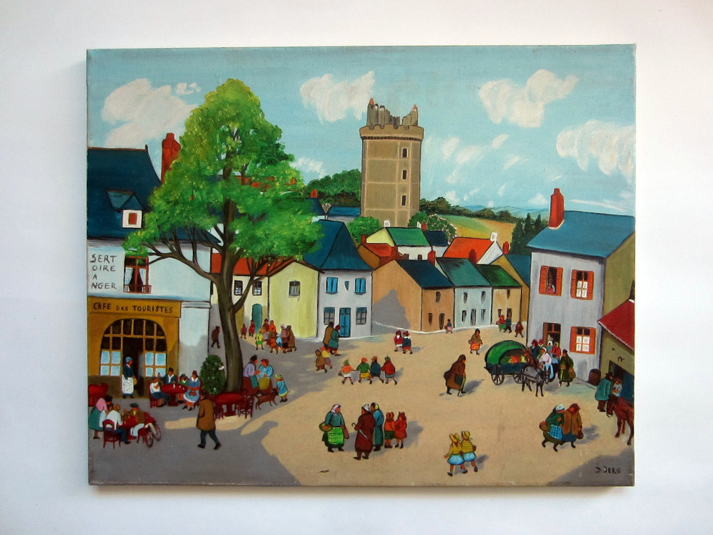 Impressionist Oil Painting Signed D Berg Street Scene 