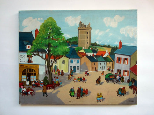 Impressionist Oil Painting Signed D Berg Street Scene 