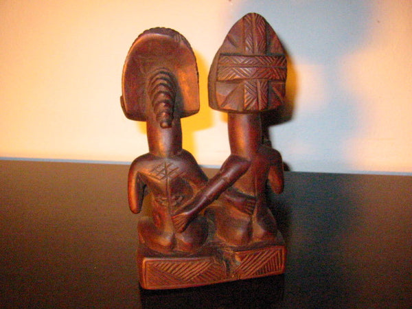 Tribal Figures Romantic Wood Carving Sculpture - Designer Unique Finds 