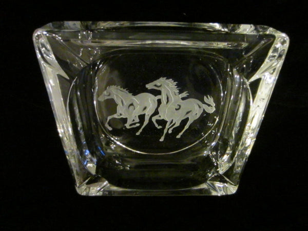 Equestrian Crystal Ashtray Frosted Horses - Designer Unique Finds 
 - 2