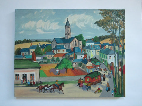 D Berg Impressionist Signed Oil On Canvas European Town