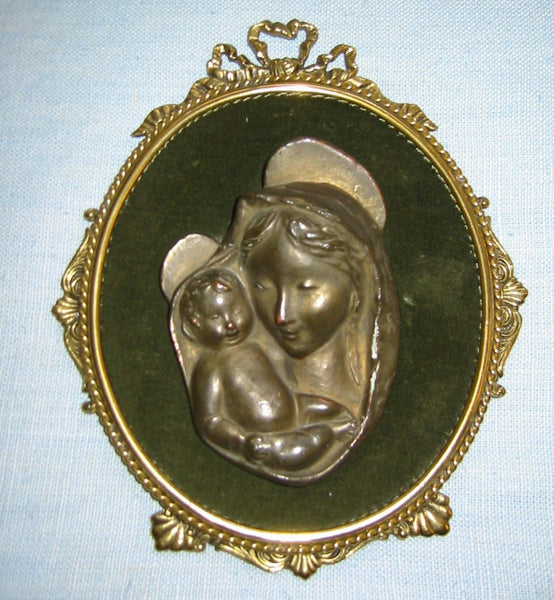 Religious Inspire Mary And Child Bronze Portrait From Italy - Designer Unique Finds 
 - 1