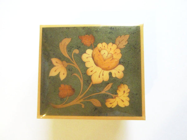 Come Back To Sorrento Maple Music Box Italy Key Wind Floral Marquetry