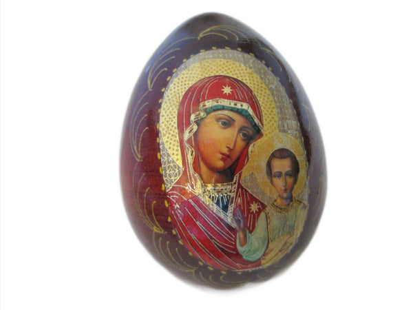 Madonna Child Portrait Gilt Byzantine Style Russian Egg 