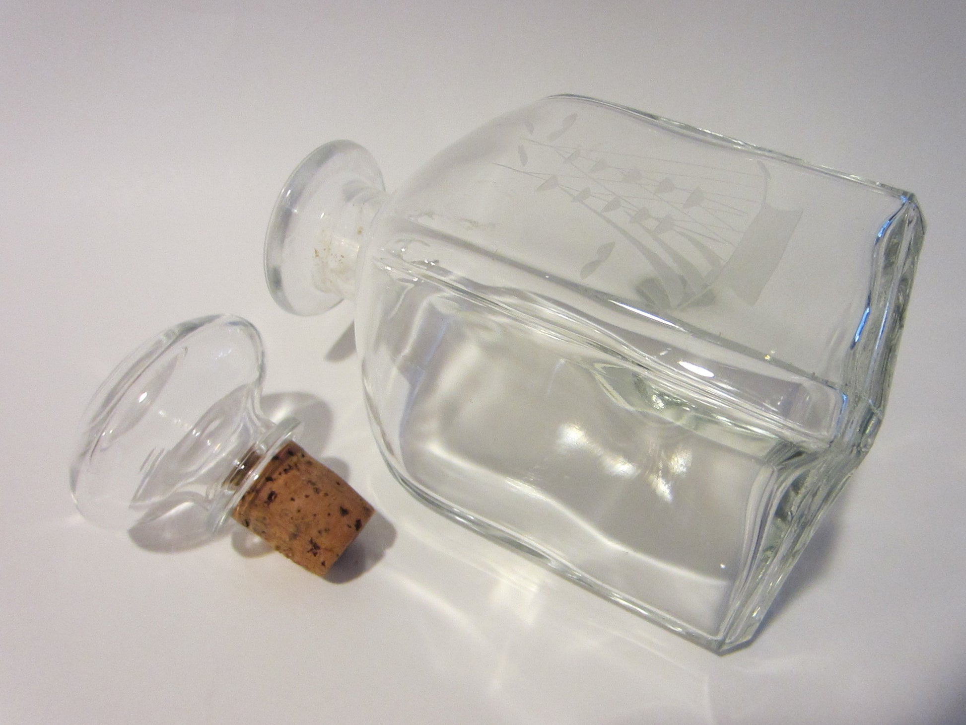 Nautical Art Deco Italian Glass Decanter Etched Marine Sail Boat - Designer Unique Finds 
 - 4