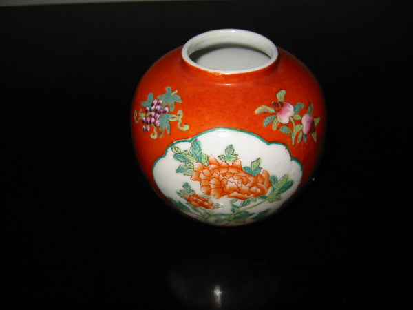 Japan Canton Ware Floral Medallion Porcelain Vase Marked With Label - Designer Unique Finds 