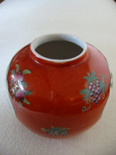 Japan Canton Ware Floral Medallion Porcelain Vase Marked With Label - Designer Unique Finds 
