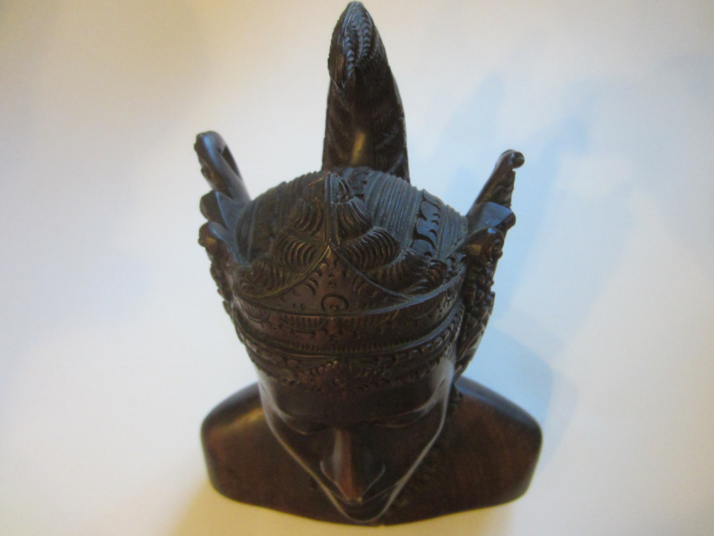 Folk Art Indonesia Wood Carving Bust Portrait Sculpture