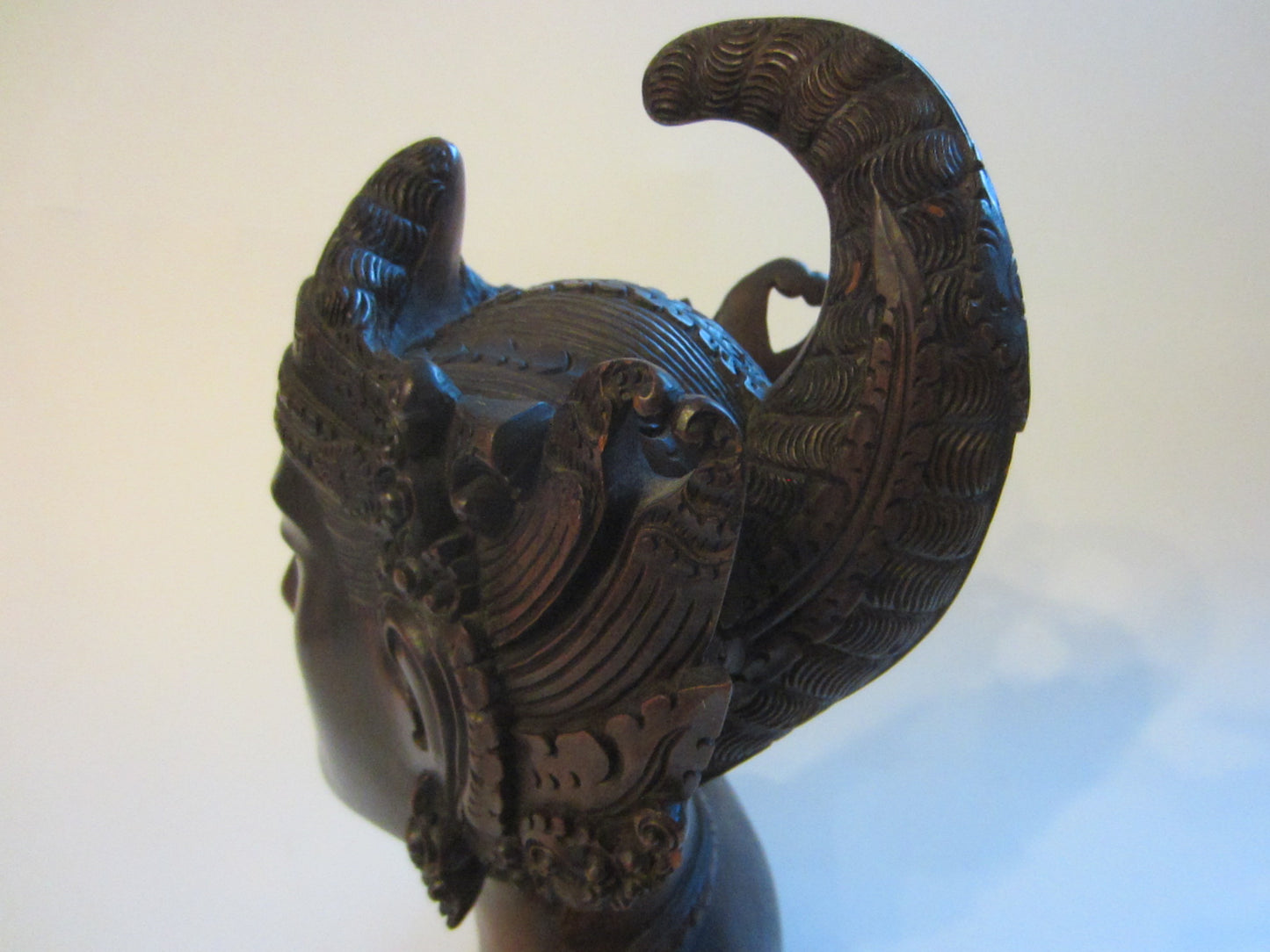 Folk Art Indonesia Wood Carving Bust Portrait Sculpture