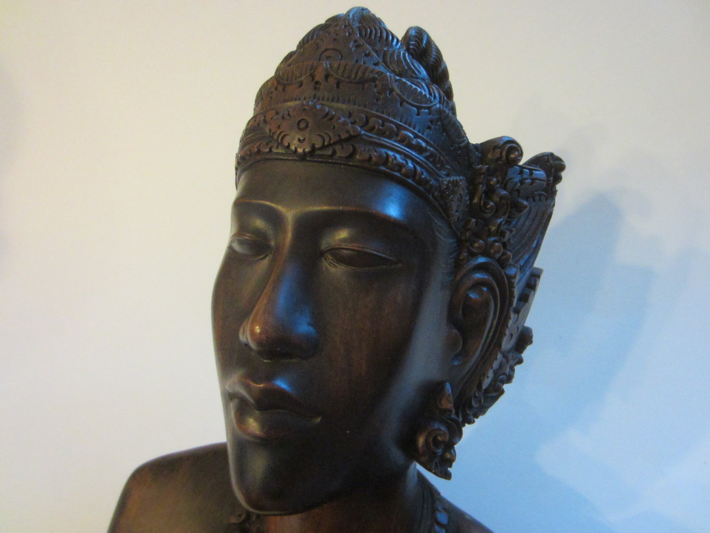 Folk Art Indonesia Wood Carving Bust Portrait Sculpture