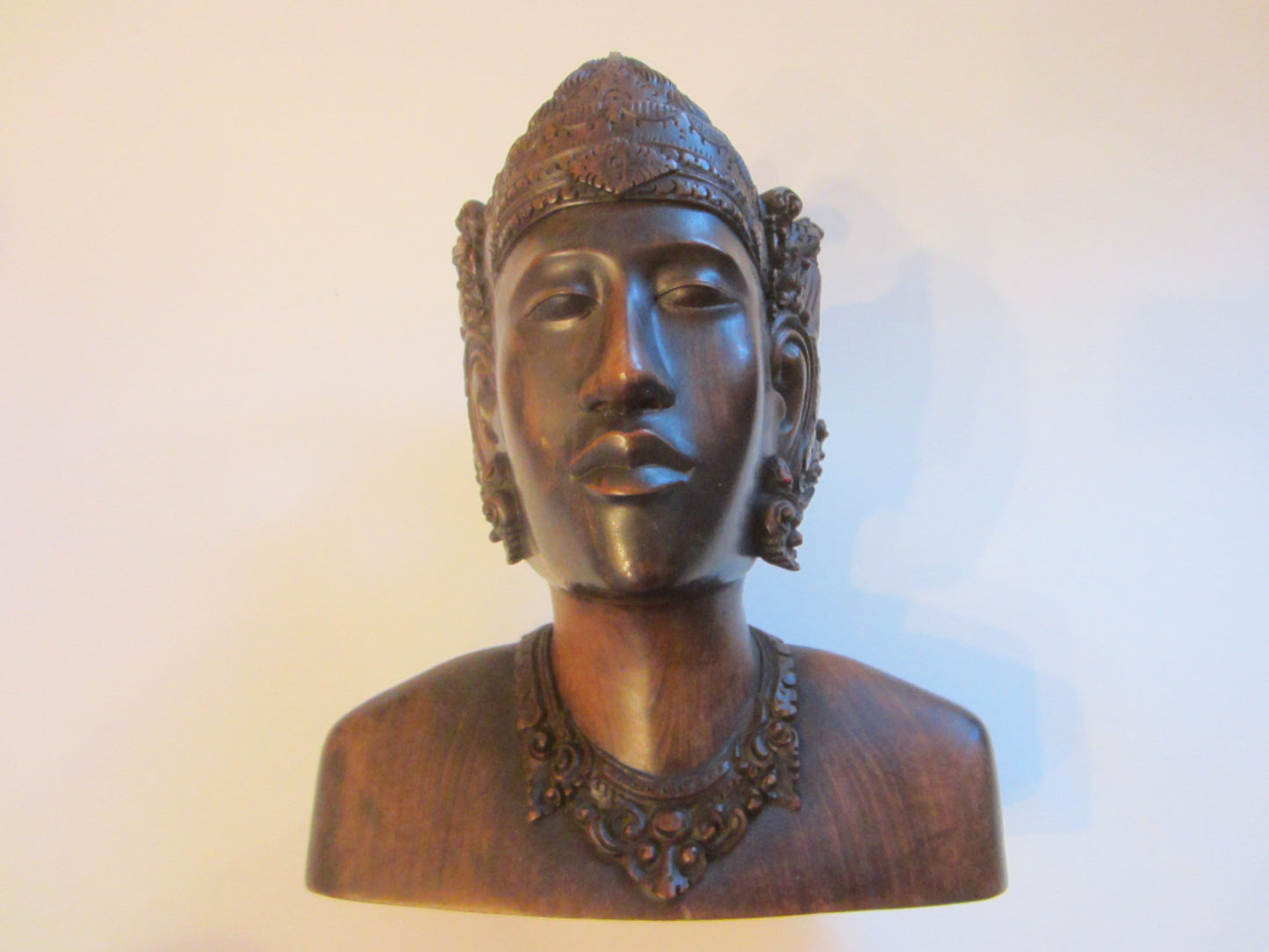 Folk Art Indonesia Wood Carving Bust Portrait Sculpture