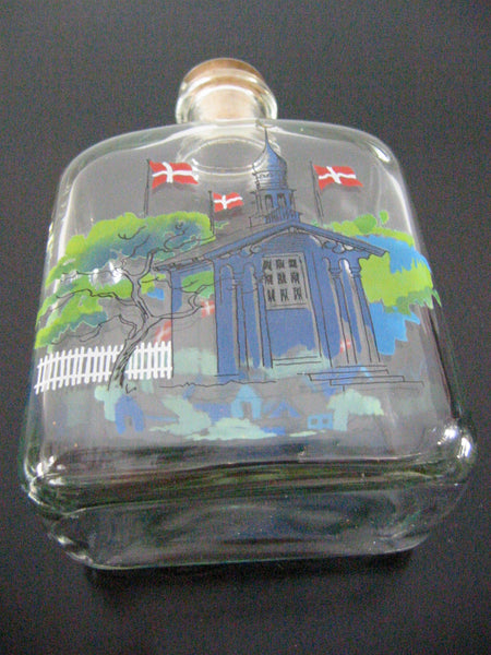 Holmegaard Danish Castle Glass Decanter Silver Top Pull Cork Stopper