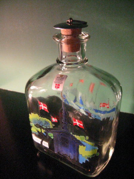 Holmegaard Danish Castle Glass Decanter Silver Top Pull Cork Stopper