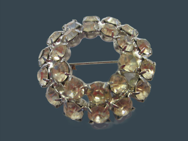 Weiss Wreath Brooch Demi Foil Back White Cabochons