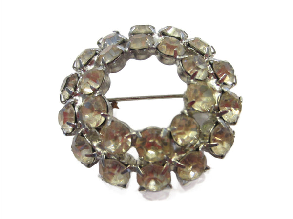 Weiss Wreath Brooch Demi White Rhinestones Cabochons Foil Back Signed - Designer Unique Finds 
 - 1
