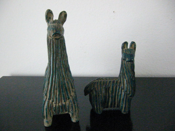 Llamas Ceramic Peruvian Blue Green Figurines - Designer Unique Finds 
 - 1