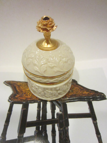 Lenox China Treasures Collection January Ruby Top Gilt Decorated Bisque Trinket Box