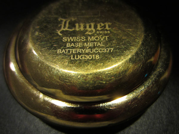 Luger Swiss Pocket Watch Golden Chain Fob Mid Century - Designer Unique Finds 