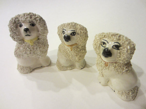 Staffordshire White Spaniels In Group Stamp Marked