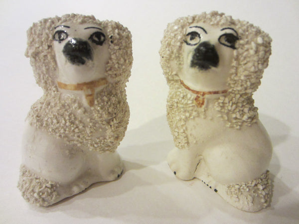 Staffordshire White Spaniels In Group Stamp Marked