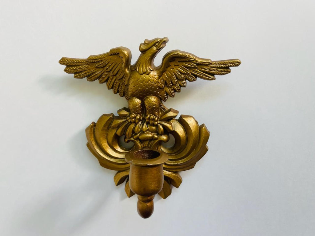 Sexton Gilt Bronze Eagle Crested Candle Wall Sconce 