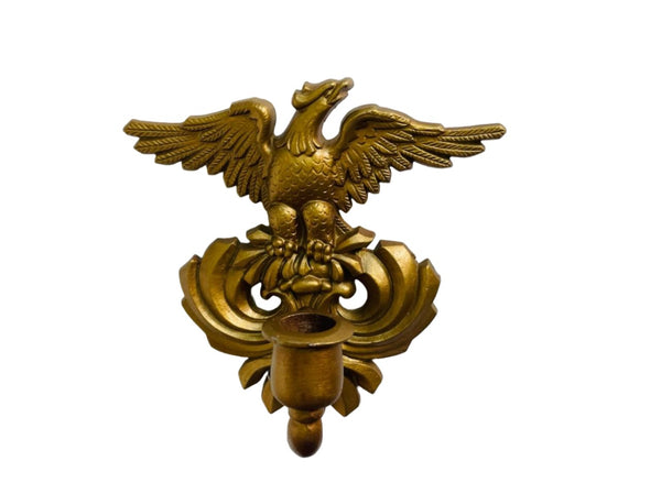 Sexton Gilt Bronze Eagle Crested Candle Wall Sconce 