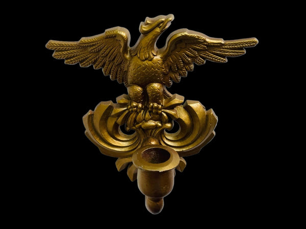 Sexton Gilt Bronze Eagle Crest Candle Holder Wall Sconce