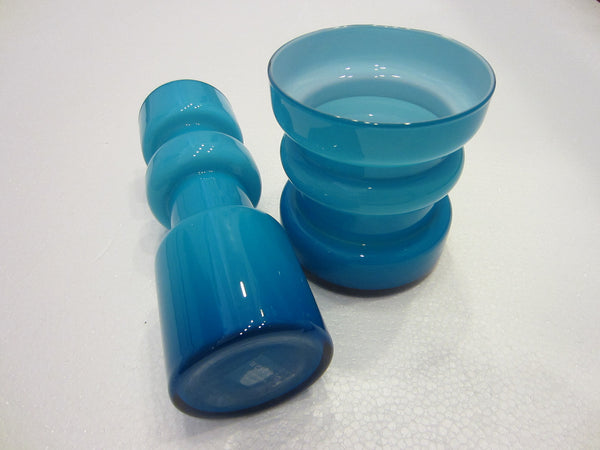West Elm Modern Satin Blue Glass Vase Candle Holder