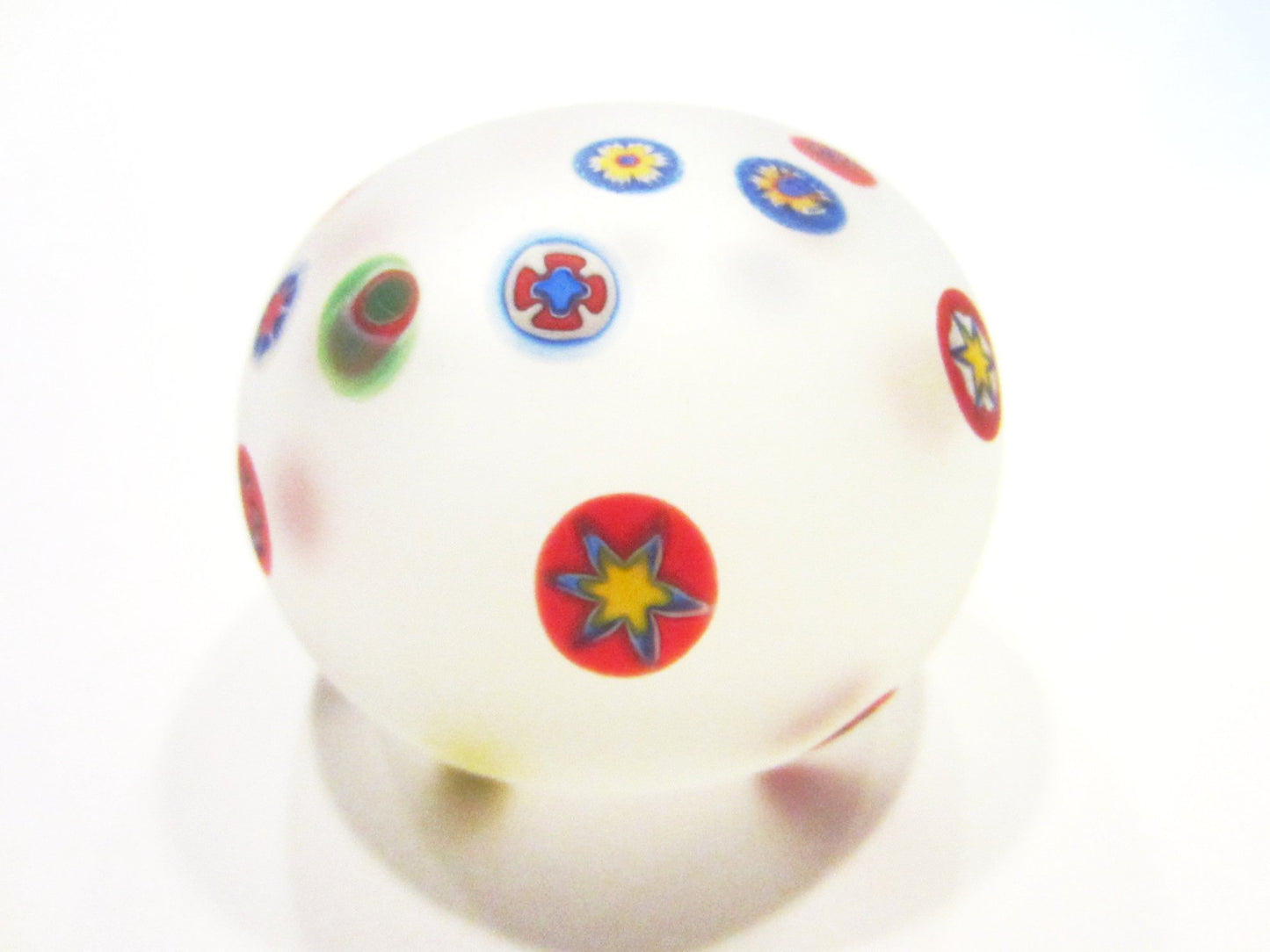 Murano Opaline Paperweight Millefiori Glass Cased Labeled Made in Italy