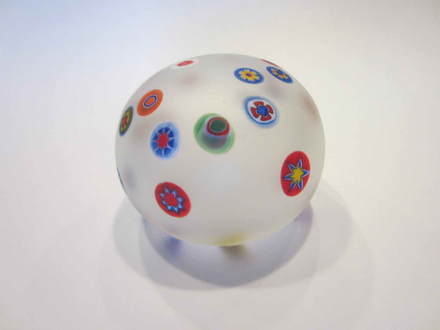 Murano Opaline Paperweight Millefiori Glass Cased Labeled Made in Italy