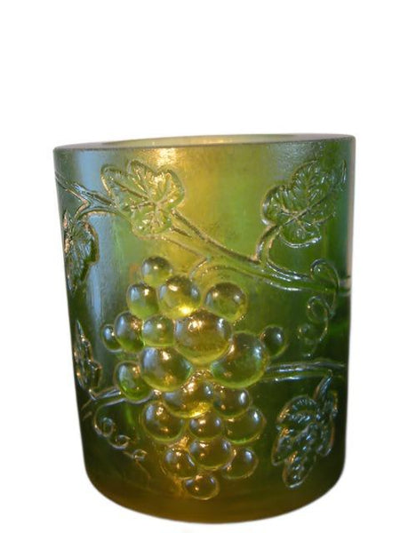 Transluscent Green Resin Art Deco Vase Majolica Cluster Grapes Signed In Etch - Designer Unique Finds 
 - 3