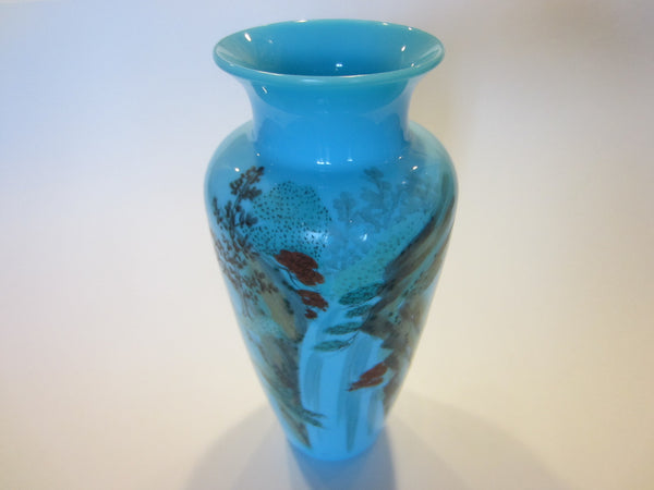 Glass Baluster Vase Scenic Hand Decorated Painted