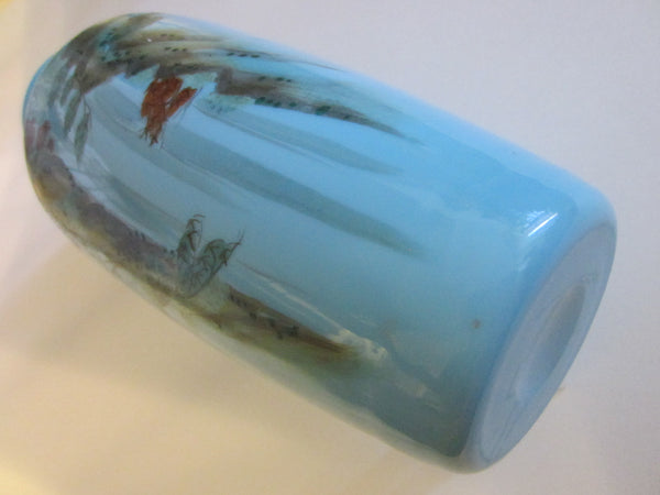 Glass Baluster Vase Scenic Hand Decorated Painted