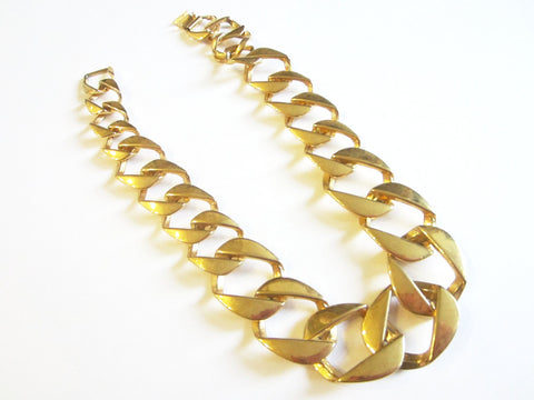 Modern Link Collar Necklace Marked PEP Gold Plated Choker