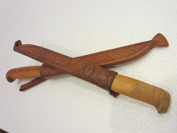Rapala Finland J Marttiini Sport Fishing Knives Carved Handles Leather Sheath
