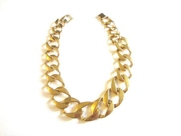 Modern Link Collar Necklace Marked PEP Gold Plated Choker