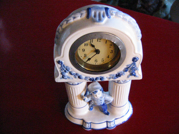 Blue White Delfts Holland Porcelain Signature Dutch Clock Vases