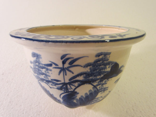Blue White Transfer Ceramic Bowls Planters Asian Inspires - Designer Unique Finds 
 - 5