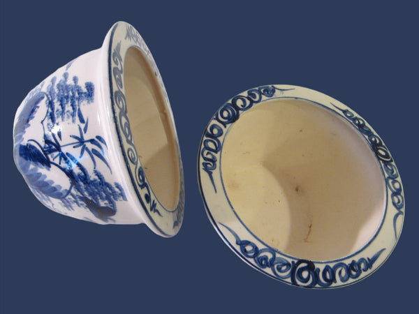 Blue White Transfer Ceramic Bowls Planters Asian Inspires - Designer Unique Finds 
 - 2