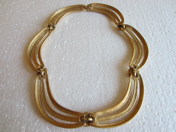 Monet Collar Necklace Gold Tone Black Onyx Cabochons - Designer Unique Finds 
 - 4