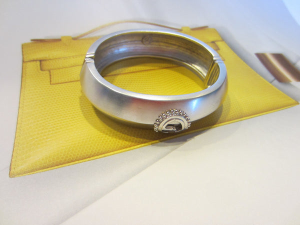 St John Silver Tone Signed Designer Bangle Bracelet - Designer Unique Finds 