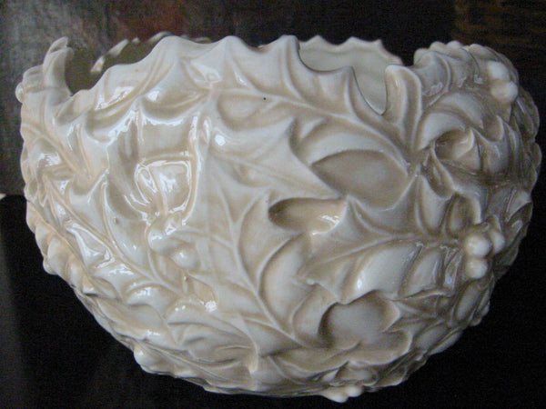 Majolica Berries White Ceramic Bowl Signed Mar 1997 - Designer Unique Finds 