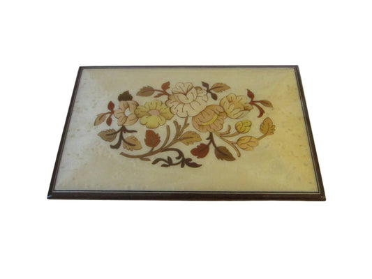 Italian Romance Musical Jewelry Box Floral Marquetry Made in Italy