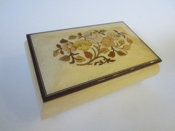 Italian Romance Musical Jewelry Box Floral Marquetry Made in Italy