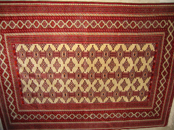 Caucasian Turkoman Wool Hexagonal Geometric Area Rug