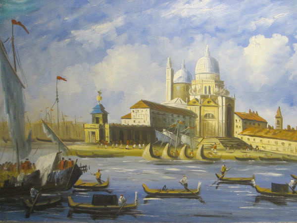 Merchant In Venice Gondola Ride Signed Harris Oil On Canvas